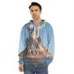 Volcanic Mountain Print Men's Velvet Pullover Hoodie