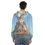 Volcanic Mountain Print Men's Velvet Pullover Hoodie