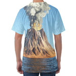 Volcanic Mountain Print Men's Velvet T-Shirt