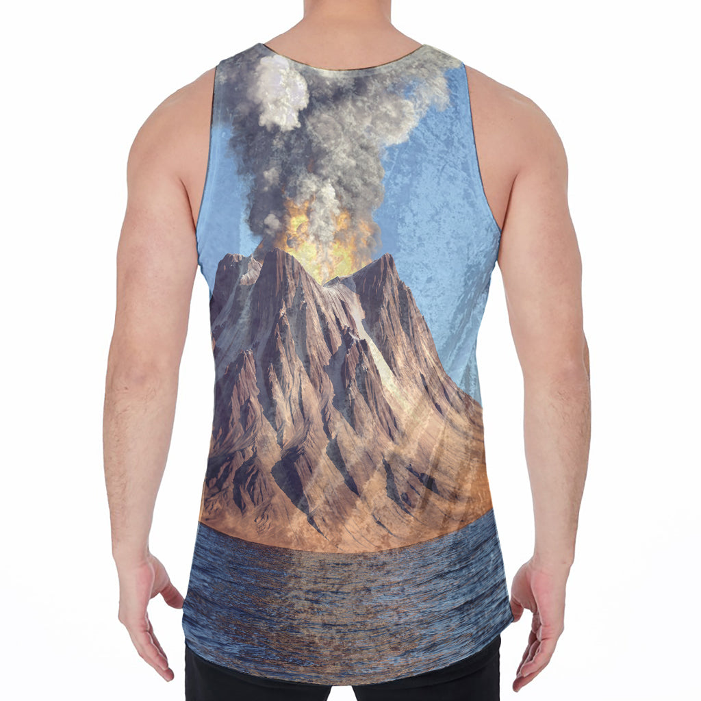 Volcanic Mountain Print Men's Velvet Tank Top