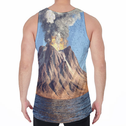 Volcanic Mountain Print Men's Velvet Tank Top