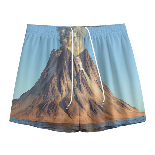 Volcanic Mountain Print Mesh Shorts