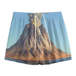 Volcanic Mountain Print Mesh Shorts