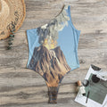 Volcanic Mountain Print One Shoulder Bodysuit