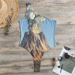Volcanic Mountain Print One Shoulder Bodysuit