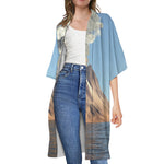 Volcanic Mountain Print Open Front Beach Cover Up