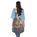 Volcanic Mountain Print Open Front Beach Cover Up