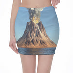 Volcanic Mountain Print Pencil Mini Skirt