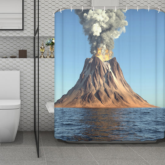 Volcanic Mountain Print Polyester Shower Curtain