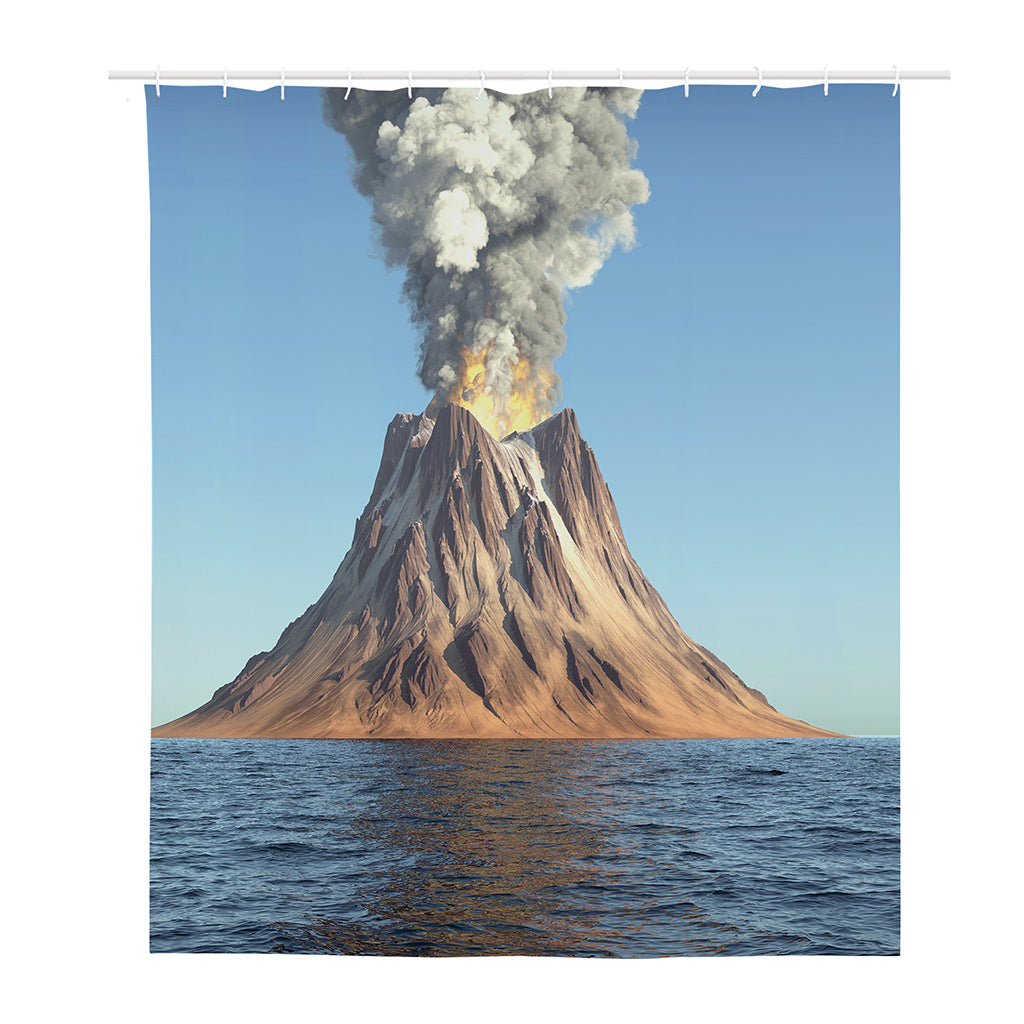 Volcanic Mountain Print Polyester Shower Curtain