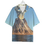 Volcanic Mountain Print Rayon Hawaiian Shirt