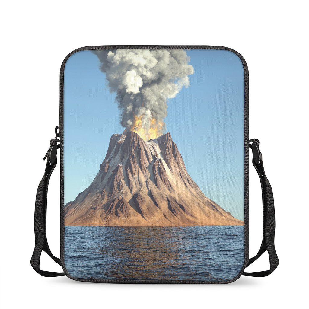 Volcanic Mountain Print Rectangular Crossbody Bag