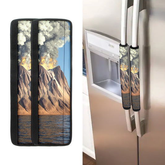 Volcanic Mountain Print Refrigerator Handle Covers