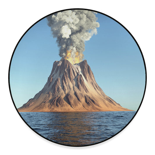 Volcanic Mountain Print Round Floor Mat