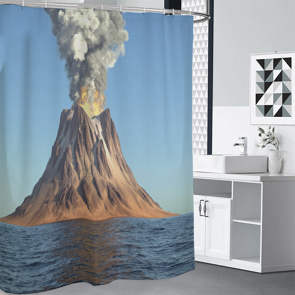 Volcanic Mountain Print Shower Curtain