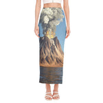 Volcanic Mountain Print Side Slit Maxi Skirt