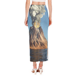 Volcanic Mountain Print Side Slit Maxi Skirt