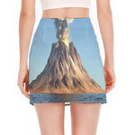 Volcanic Mountain Print Side Slit Mini Skirt