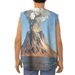 Volcanic Mountain Print Sleeveless Baseball Jersey