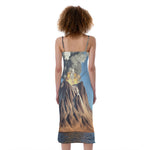 Volcanic Mountain Print Slim Fit Midi Cami Dress