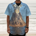 Volcanic Mountain Print Textured Short Sleeve Shirt