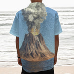 Volcanic Mountain Print Textured Short Sleeve Shirt