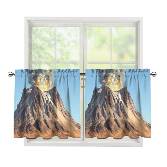 Volcanic Mountain Print Tier Curtains