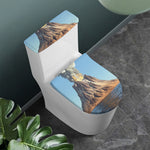 Volcanic Mountain Print Toilet Lid And Tank Cover Set