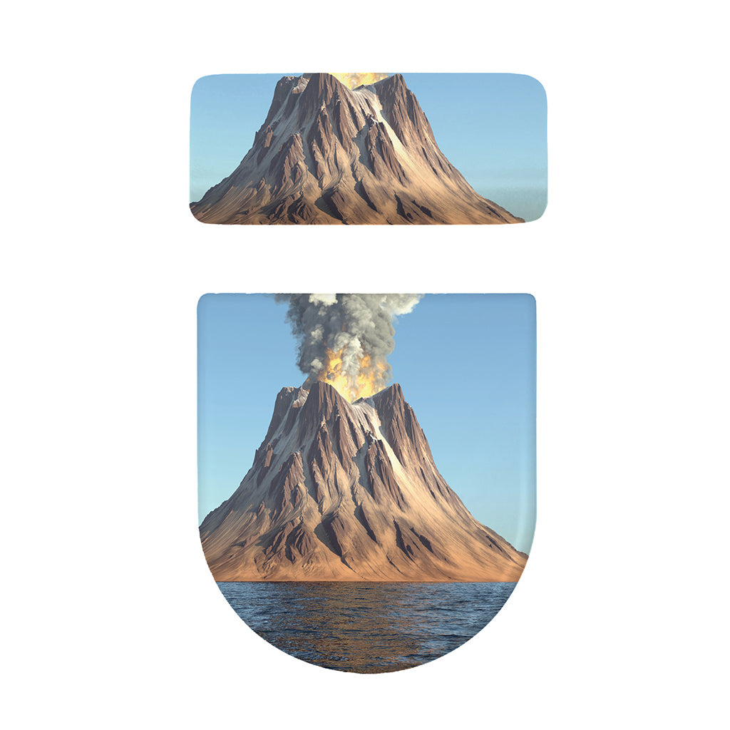 Volcanic Mountain Print Toilet Lid And Tank Cover Set