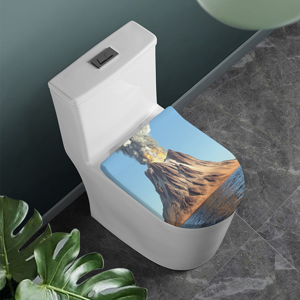 Volcanic Mountain Print Toilet Lid Cover