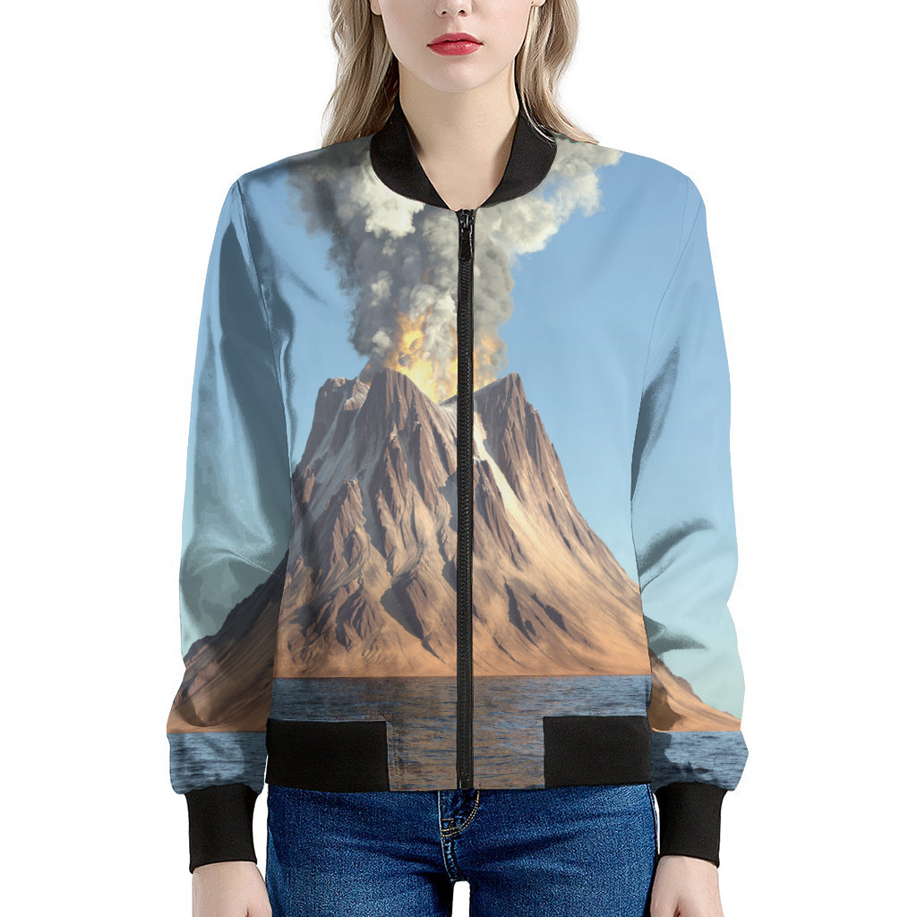 Volcanic Mountain Print Women's Bomber Jacket
