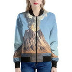 Volcanic Mountain Print Women's Bomber Jacket