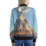 Volcanic Mountain Print Women's Bomber Jacket