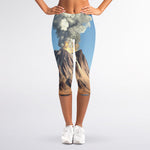 Volcanic Mountain Print Women's Capri Leggings