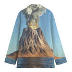 Volcanic Mountain Print Women's Cotton Blazer