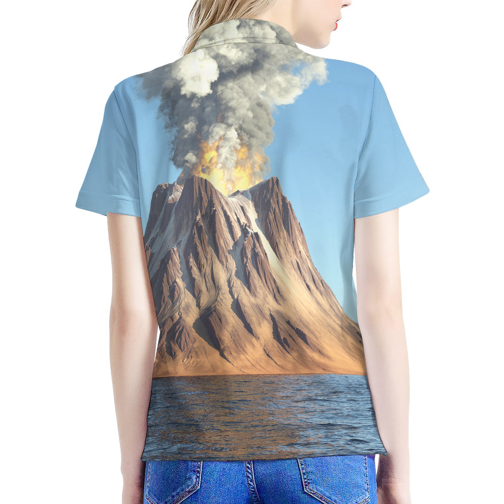 Volcanic Mountain Print Women's Polo Shirt
