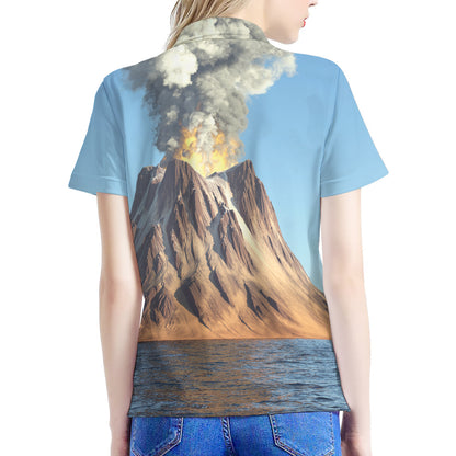 Volcanic Mountain Print Women's Polo Shirt