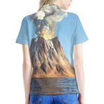 Volcanic Mountain Print Women's Polo Shirt