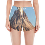 Volcanic Mountain Print Women's Split Running Shorts