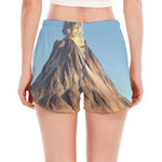 Volcanic Mountain Print Women's Split Running Shorts