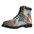 Volcanic Mountain Print Padded Collar Lace Up Boots
