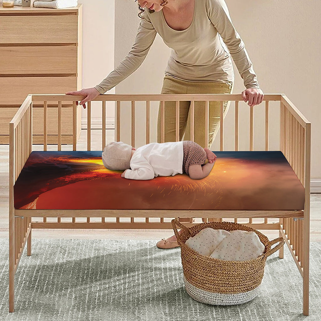 Volcano Eruption Print Baby Crib Sheet