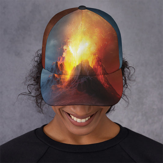 Volcano Eruption Print Baseball Cap
