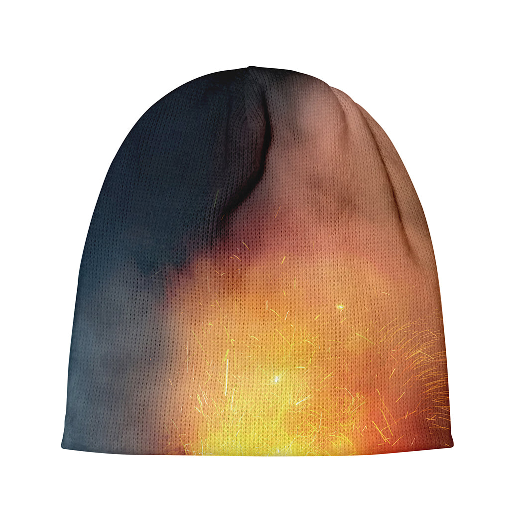 Volcano Eruption Print Beanie