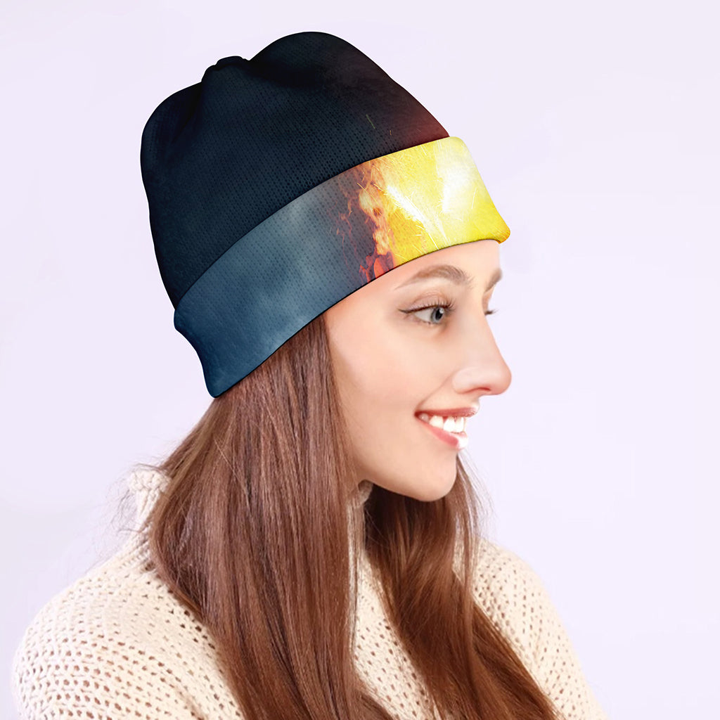Volcano Eruption Print Beanie