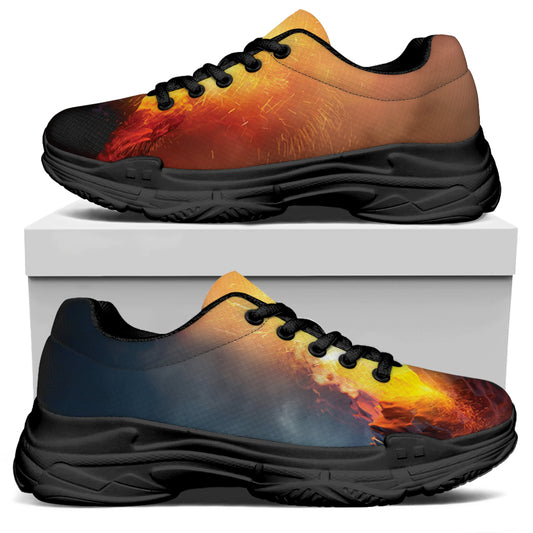Volcano Eruption Print Black Chunky Shoes