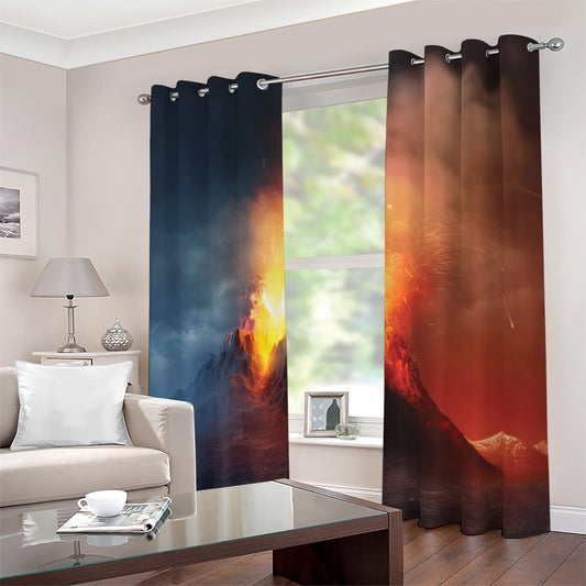 Volcano Eruption Print Blackout Grommet Curtains