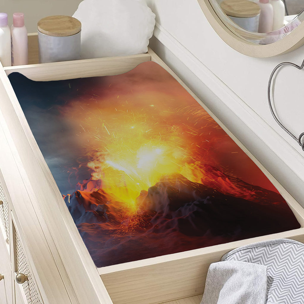 Volcano Eruption Print Changing Pad Cover