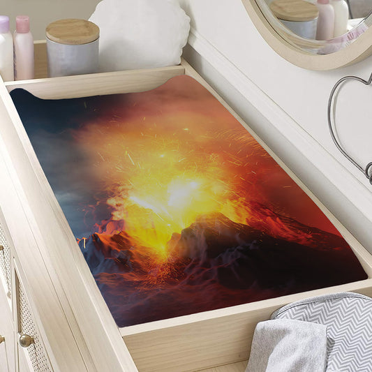 Volcano Eruption Print Changing Pad Cover