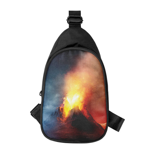 Volcano Eruption Print Chest Bag